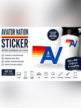 Aviator Nation Retro Rainbow AV Logo Vinyl Sticker Decal-Small Sticker